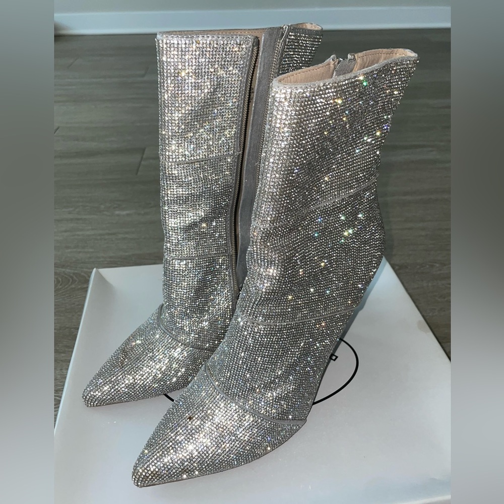 Steve Madden Rhinestone Mid-Calf Booties
